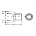 Gabeln mit Bohrung (Kreuzgelenk-Größe: 27 x 74,5mm) Bohrung Ø25mm, Stift Ø: 8mm.