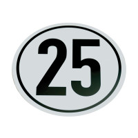 5x Kilometerschild PVC 25 Km/h - Durchmesser 20cm