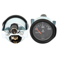 Wassertemperaturanzeige Ø 52mm 12 Volt mit Beleuchtung - Messbereich 40- 120°C