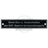 Schild Diff. Sperre passend für Porsche-Diesel Junior