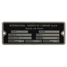 Typenschild für McCormick / IHC D 212 D 215 D219 D324 D 430 D 439 DED3 DLD 2