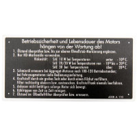 Typenschild passend für Deutz-Fahr 2505 4005 4505 5505 8005 D 25 D 30 D 50