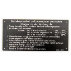 Typenschild passend für Deutz-Fahr 2505 4005 4505 5505 8005 D 25 D 30 D 50