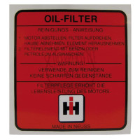 Aufkleber Ölfilter für McCormick / IHC D 212 D 215 D 320 D 324 D 430 D 436 DED 3 DLD 2