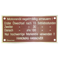 Motorblockschild D 52/D 57, rot passend für Hanomag