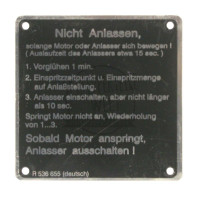 Schild Nicht Anlassen passend für Hanomag
