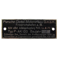 Typenschild Anhängerkupplung passend für Porsche-Diesel