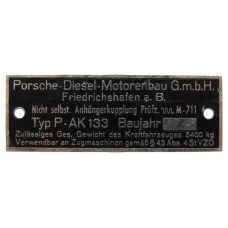 Typenschild Anhängerkupplung passend für Porsche-Diesel