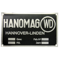 Typenschild Hanomag WD passend für Hanomag