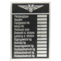 Typenschild bis ca. 1940 passend für Hanomag