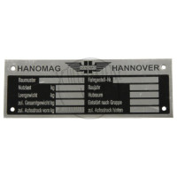 Typenschild bis ca. 1950 passend für Hanomag