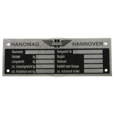 Typenschild bis ca. 1950 passend für Hanomag