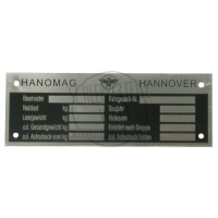Typenschild bis ca. 1954 passend für Hanomag