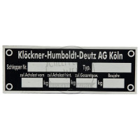 Typenschild passend für Deutz-Fahr