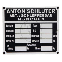 Typenschild passend für Schlüter