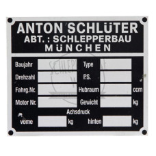 Typenschild passend für Schlüter