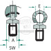 Kugelzapfen Gasdruckdämpfer A (mm) M10, SW 17, E (mm) 13