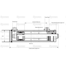 Doppeltwirkender Hydraulikzylinder ohne Endstücke, 25 x 40 x 125mm